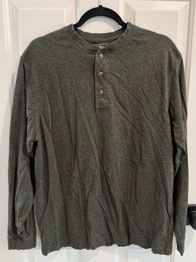 L.L. Bean Men's Long-Sleeve Henley Shirt - Dark Gray